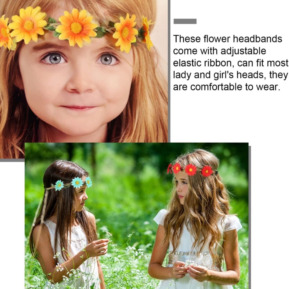 - 🌻✌🏿️12 PIECE BOHO FLOWER HEADBAND BUNDLE ASSORTED COLORS *NEW🌻✌🏿️